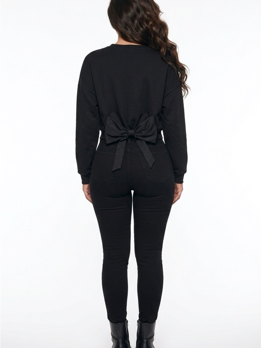 Black Bow-Back Women's Sweater - Picture 8 of 16